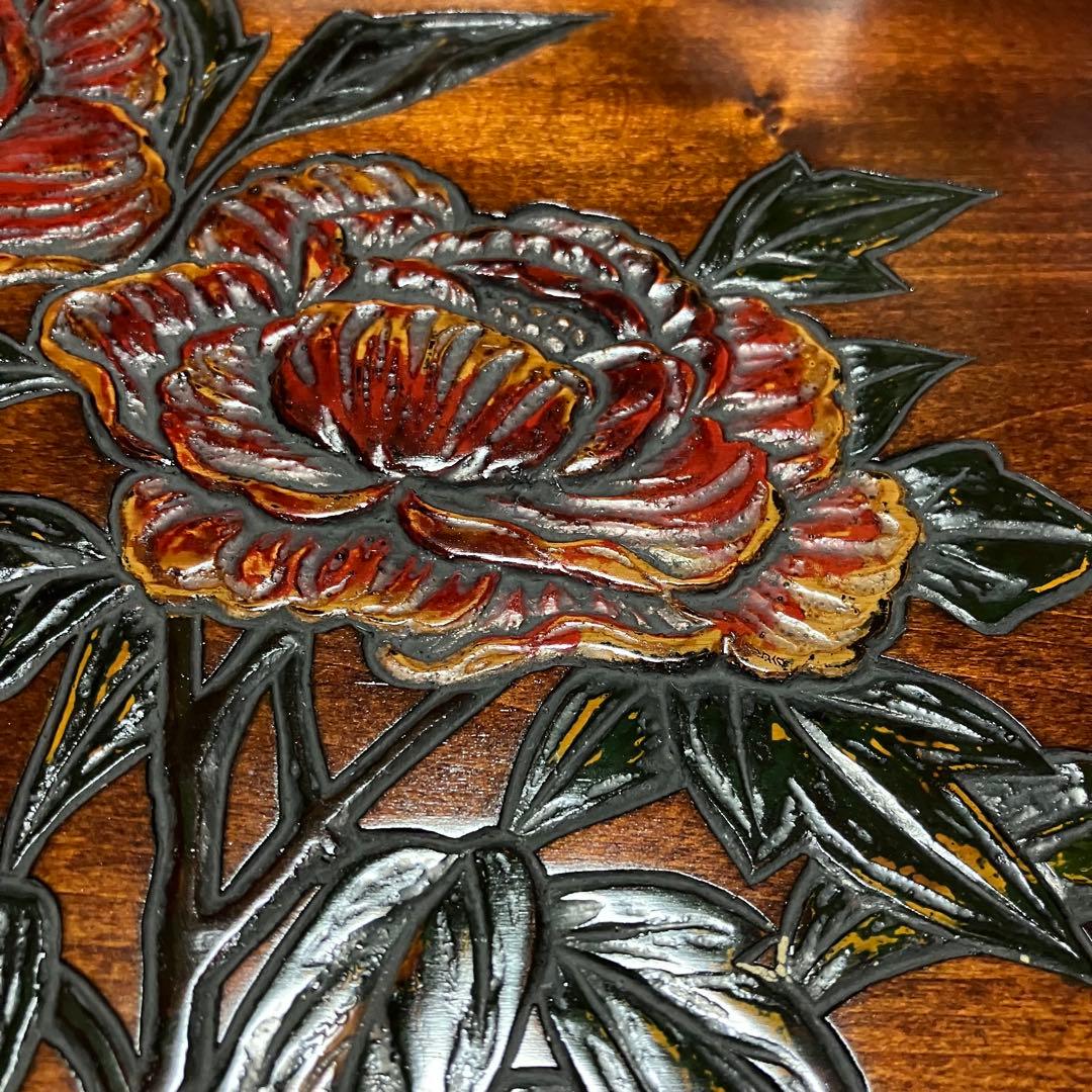 烏城彫　盆　花柄