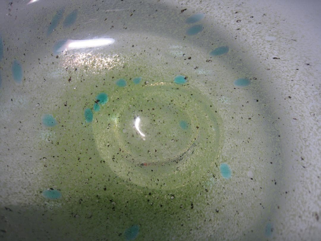 ガラス製抹茶碗　水崎長寿　義山茶盌　銘【浅黄霜】