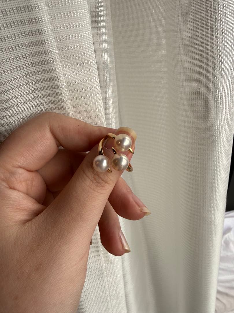 【大珠】あこや真珠 3連リング 7-8mm S925 フリーサイズ 指輪