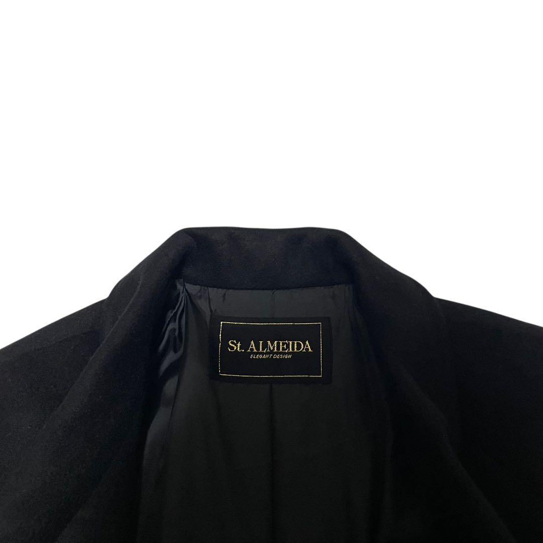 カシミヤ100%【St.ALMEIDA】美品マキシ丈ダブルチェスターコート 黒M