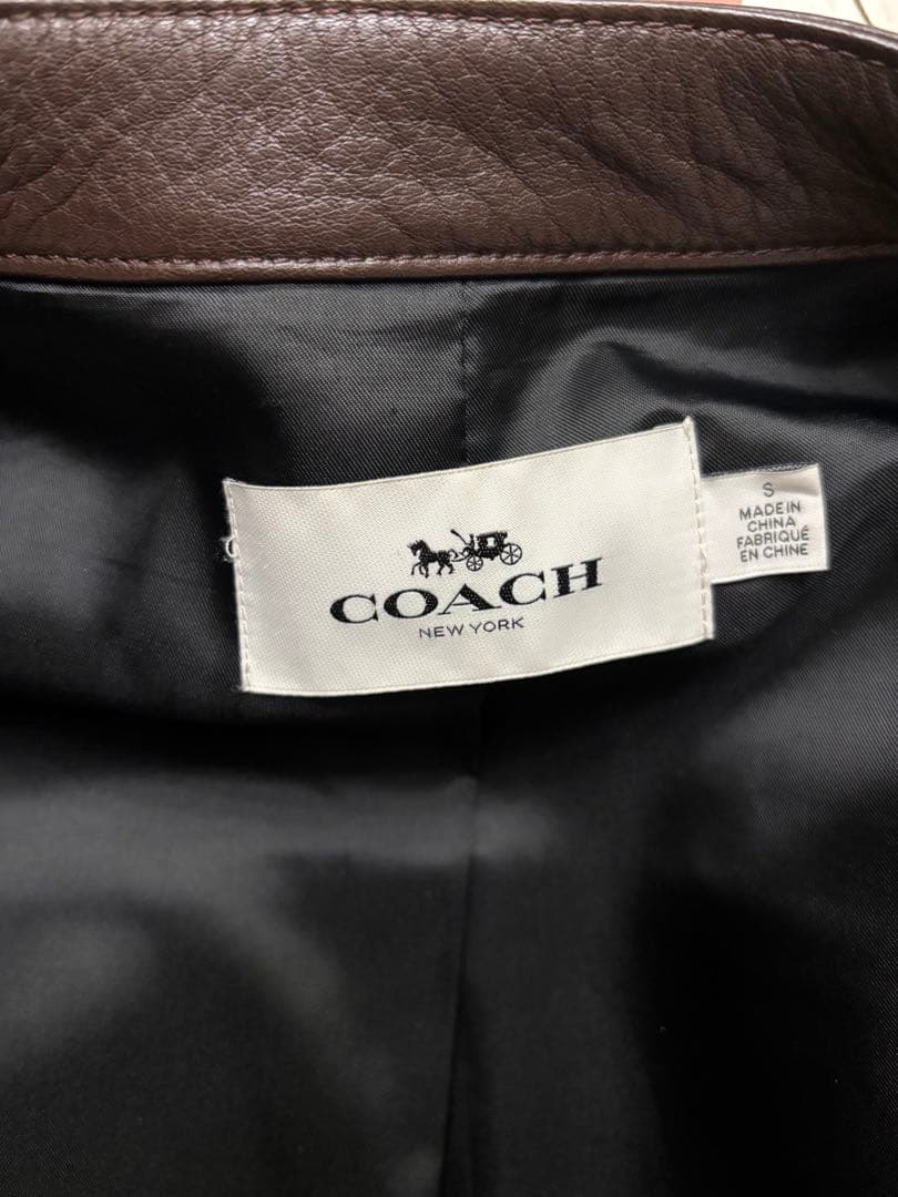 COACH レザージャケットS　コーチブラウン シングルライダースジャケット