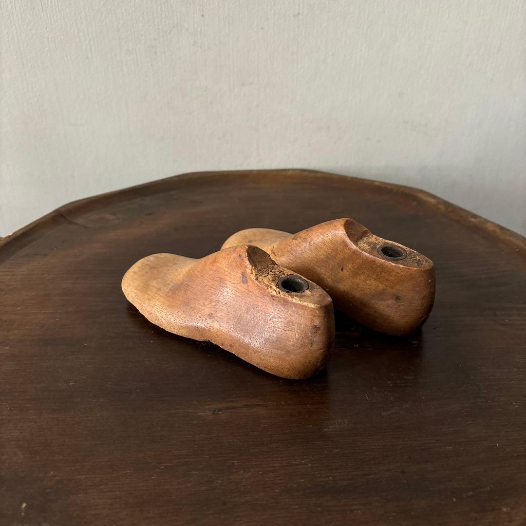アンティーク 子供靴木型　フランス　木靴　不揃い古道具　骨董　ガーデニング　李朝