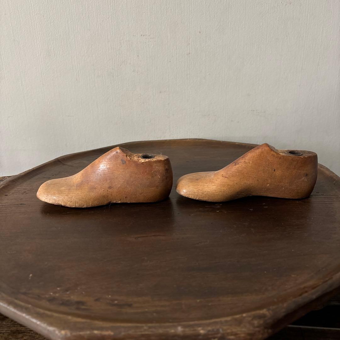 アンティーク 子供靴木型　フランス　木靴　不揃い古道具　骨董　ガーデニング　李朝