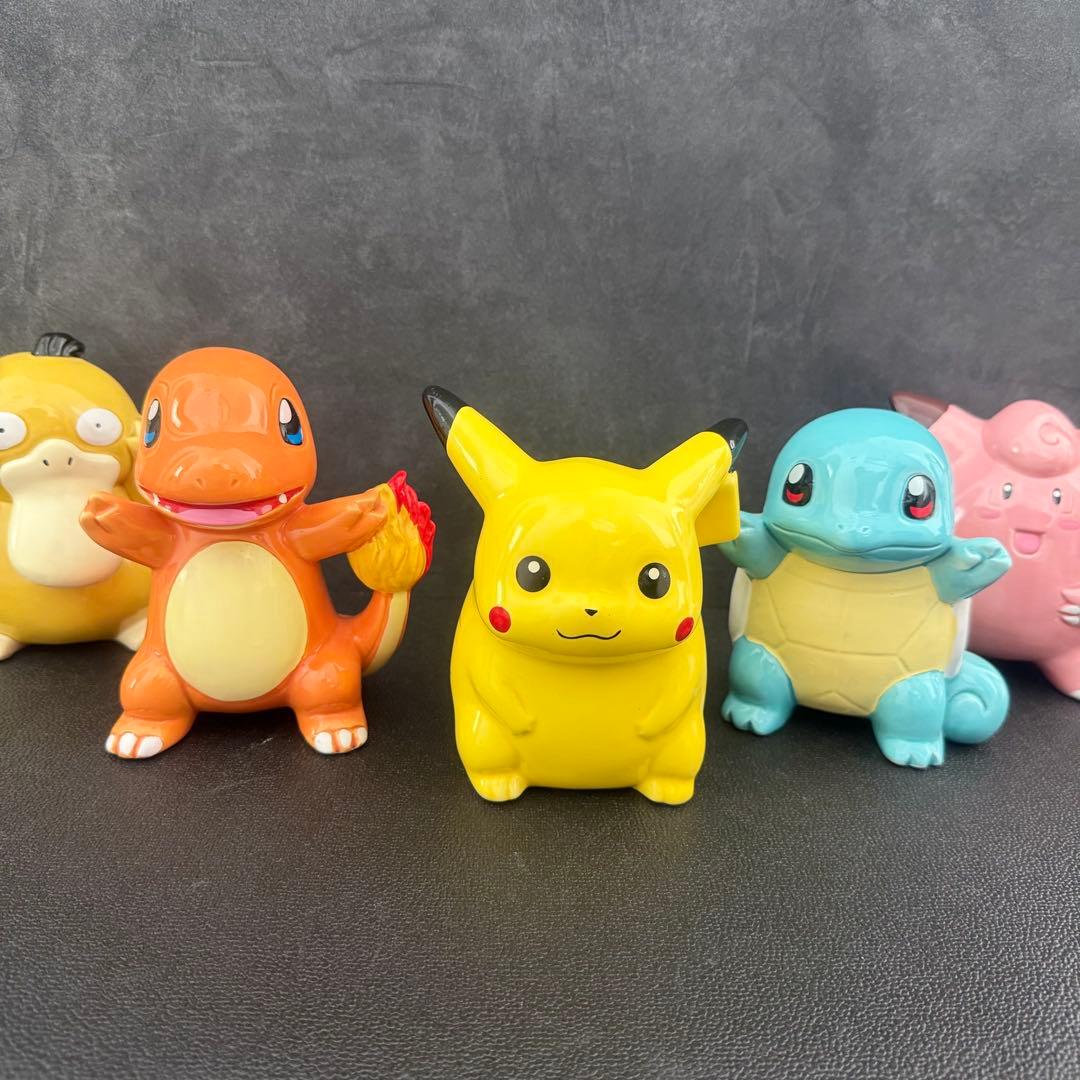 【レトロ・希少】　ポケモン 貯金箱　陶器製 5体＋アミューズメント2体　Lサイズ
