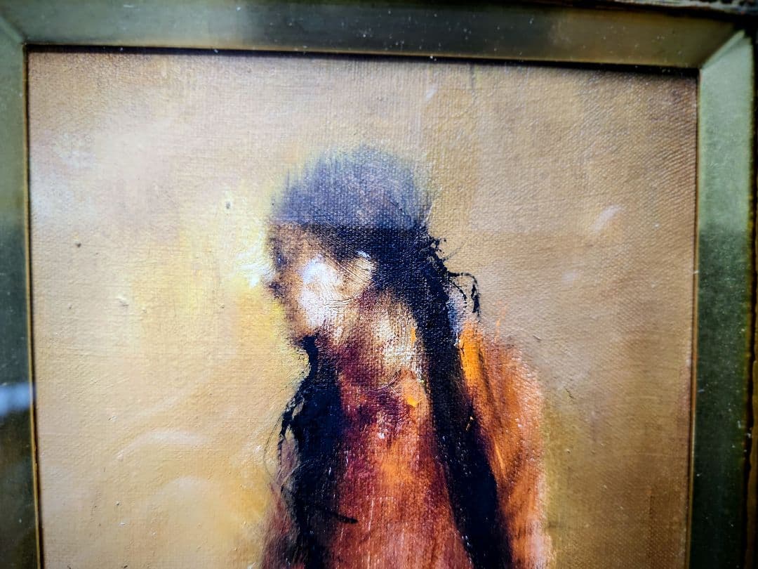 平野遼「少女」油彩０号　真作