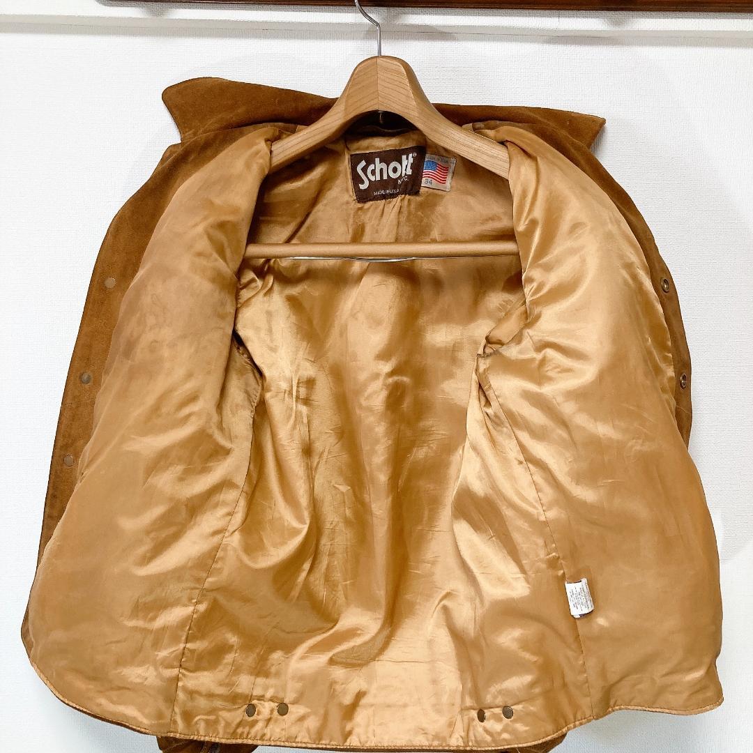 Schott スウェード トラッカージャケット レザージャケット ブラウン 34