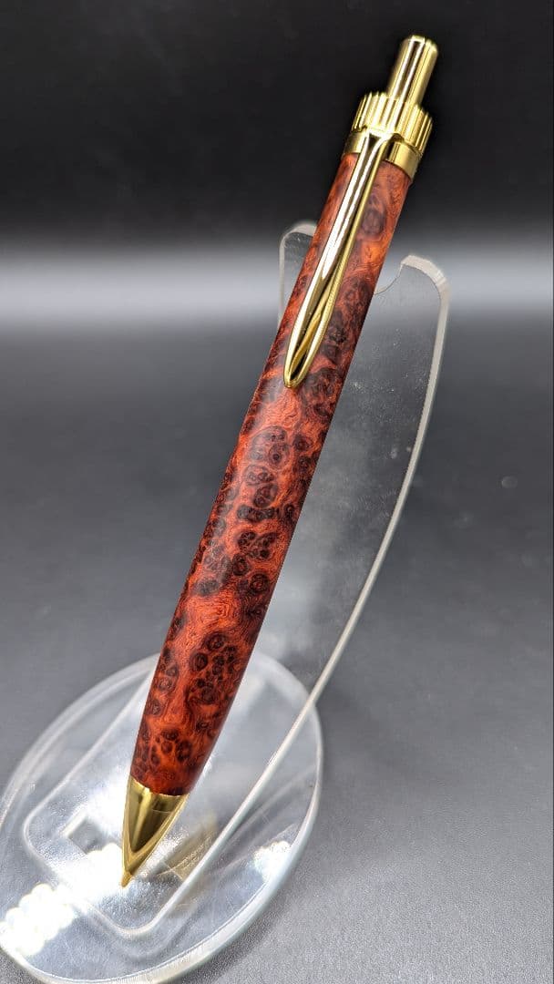 464ペン工房翌檜　極上　本花梨　瘤杢　木軸シャーペン　ボールペン