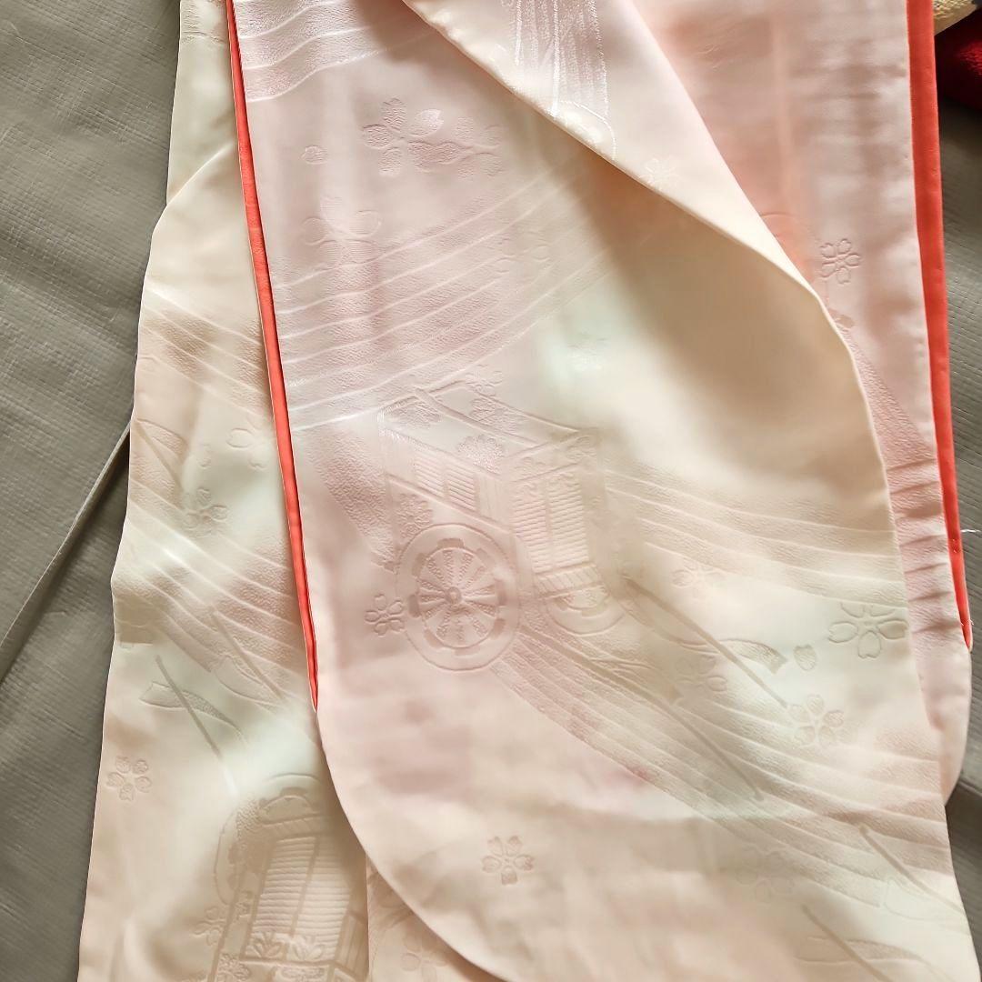 京都きもの友禅　振り袖　帯　長襦袢　3点　金彩　絞り　牡丹　蝶