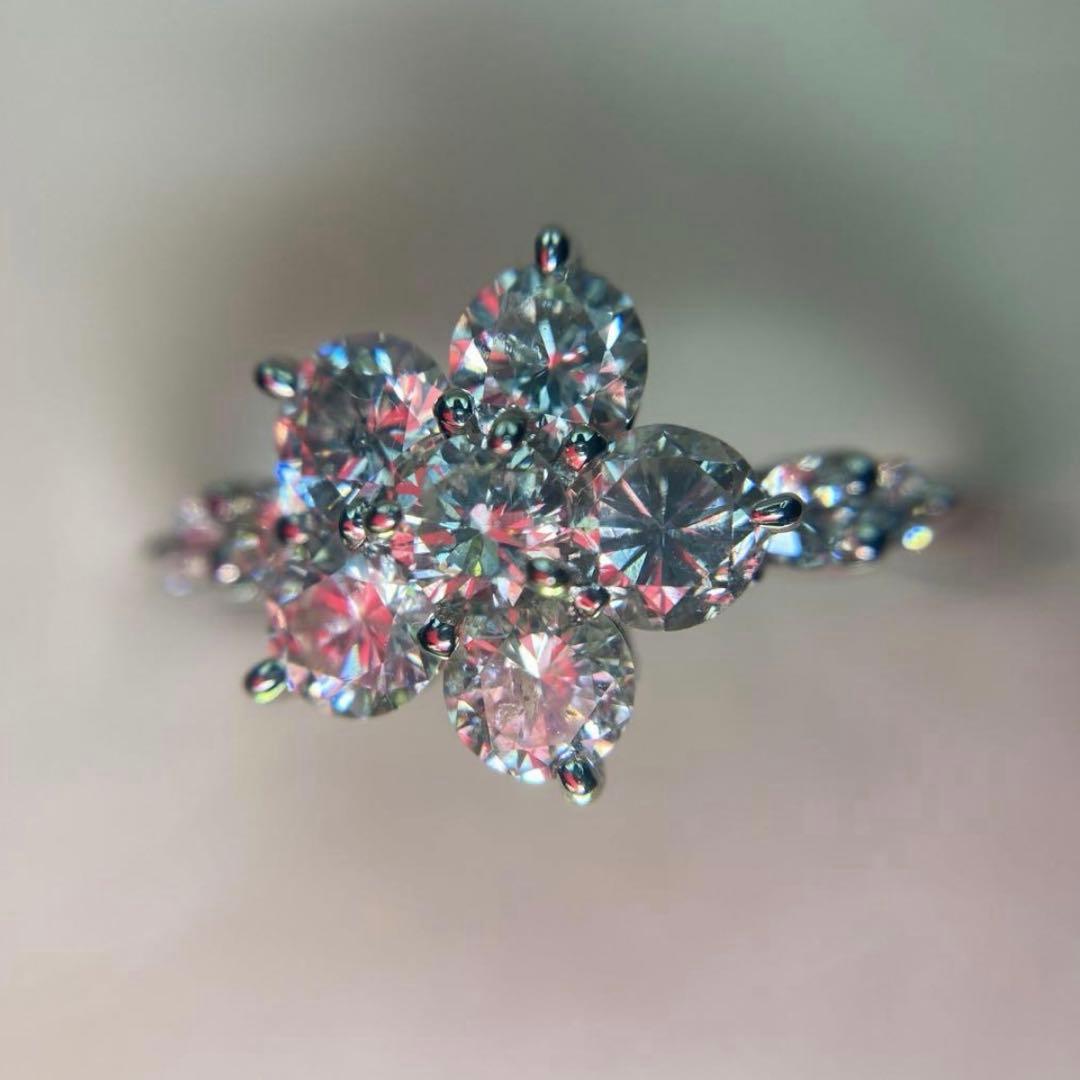 [新春セール]ダイヤモンドリング　PT900 12号　フラワーリング