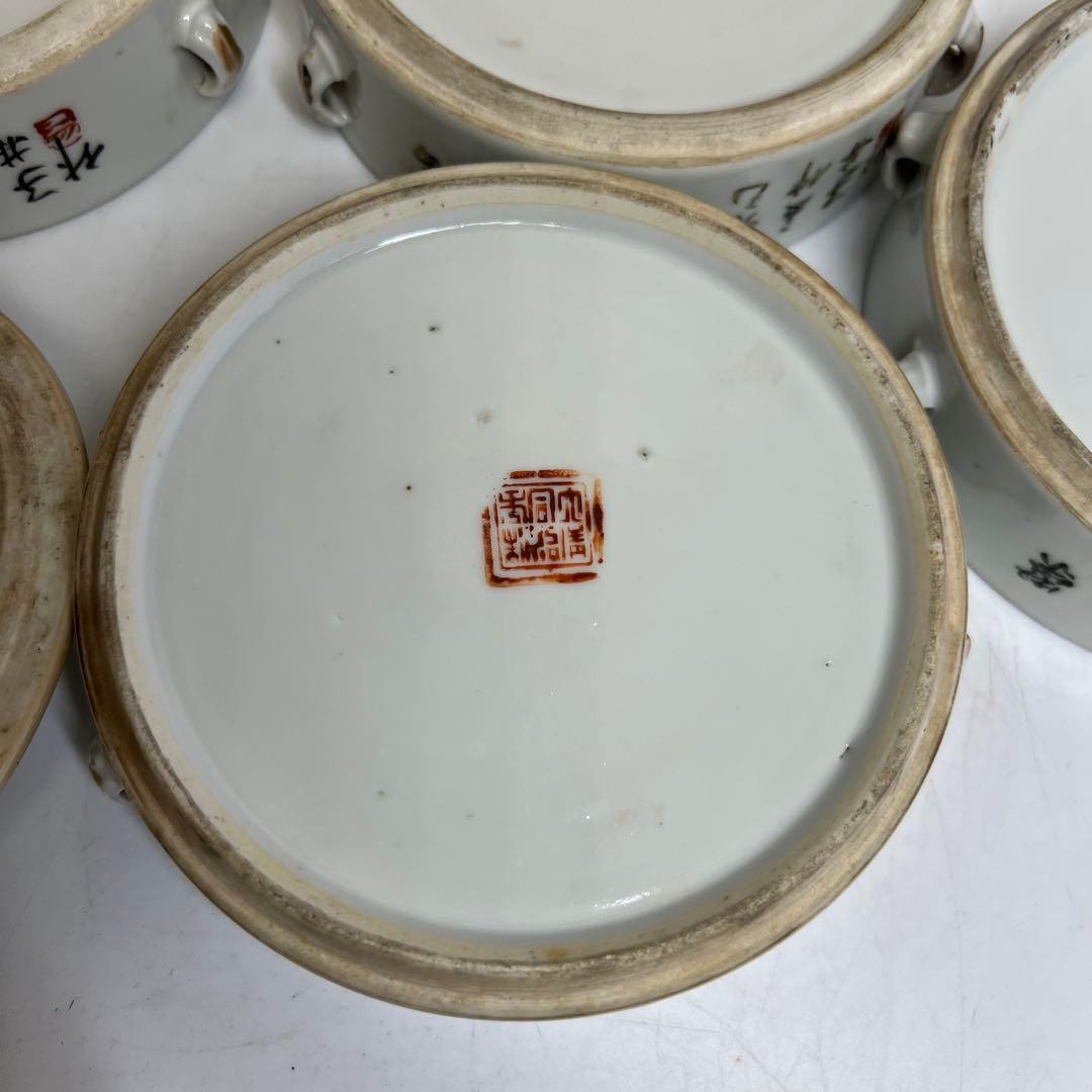 中国清時代　粉彩　四段重　高さ約18㎝　木箱付　トコオ　東さ8-0126☆2F