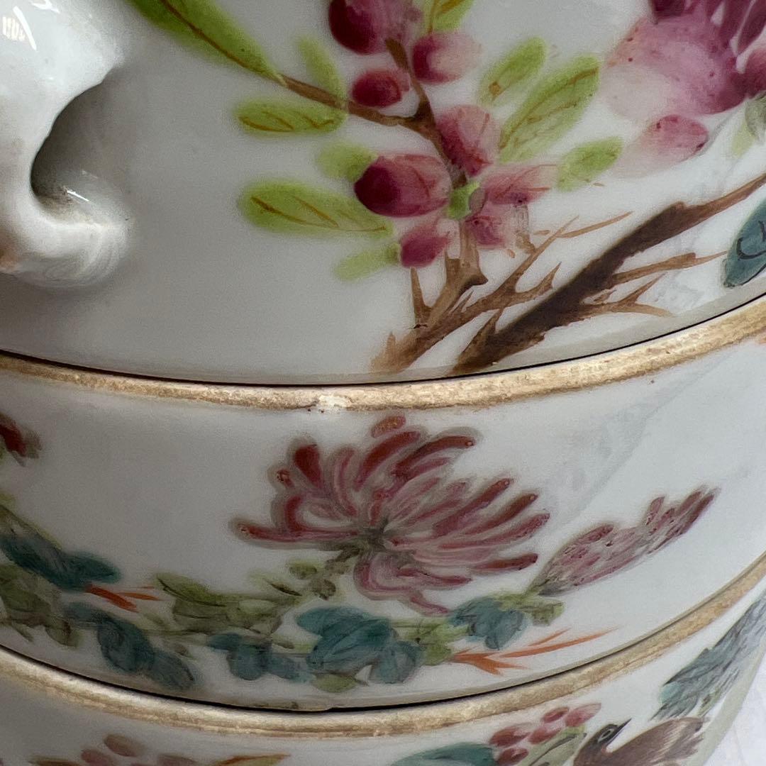 中国清時代　粉彩　四段重　高さ約18㎝　木箱付　トコオ　東さ8-0126☆2F