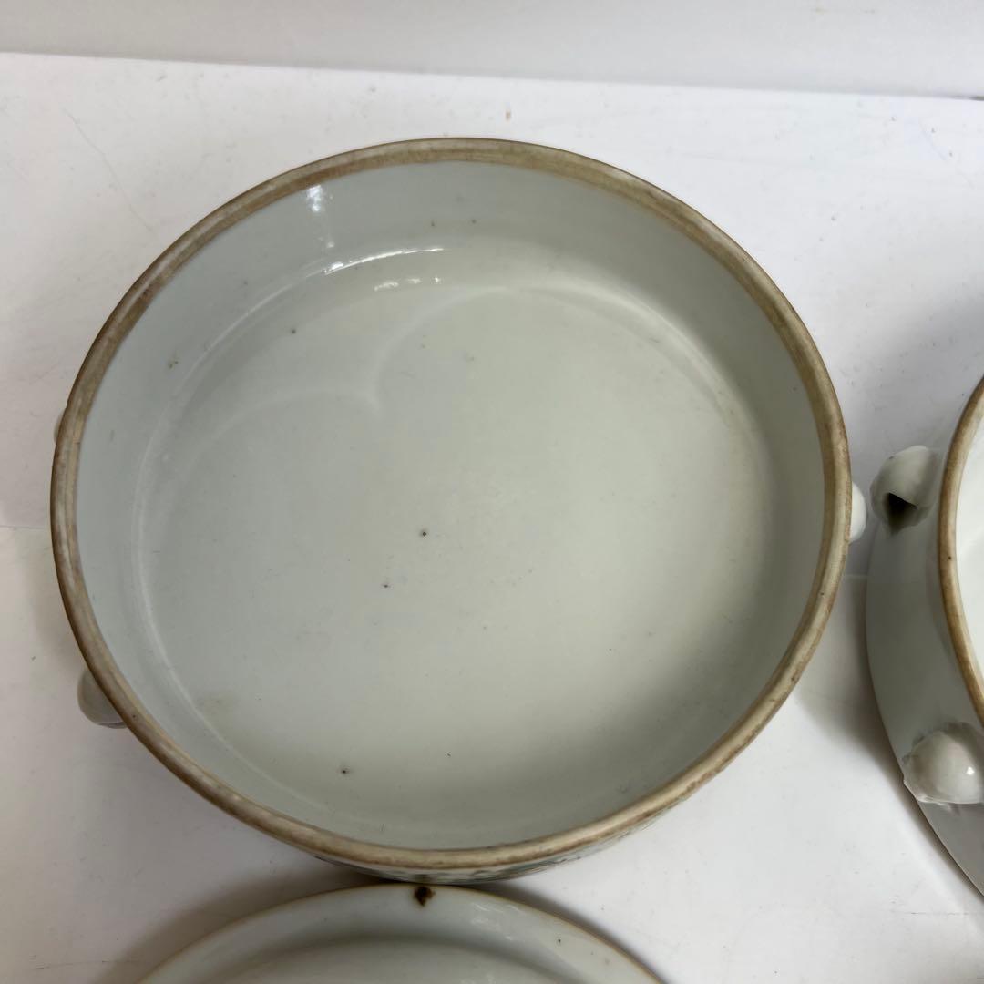 中国清時代　粉彩　四段重　高さ約18㎝　木箱付　トコオ　東さ8-0126☆2F