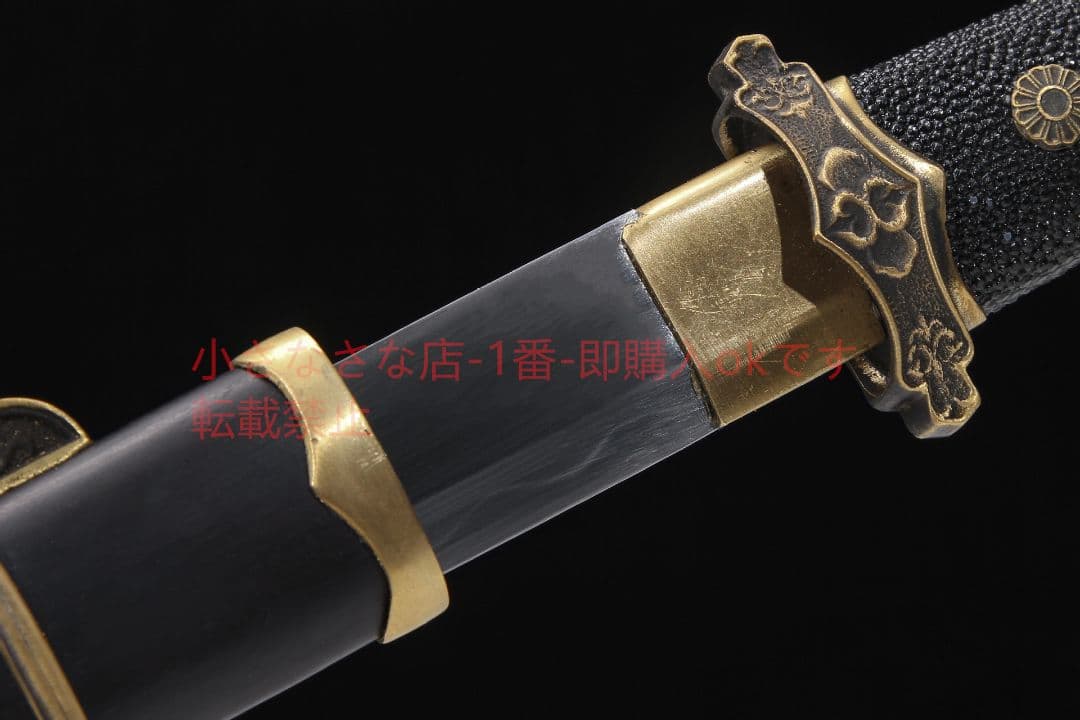 黒檀木魚皮柄小唐横刀T 10焼刃 古兵器 武具 刀装具 日本刀 模造刀 居合刀