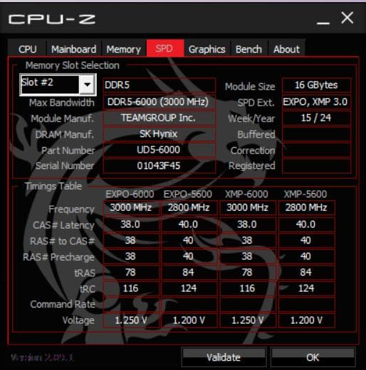 TEAM DDR5-6000 PC5-48000 16GB 2枚組 CL38