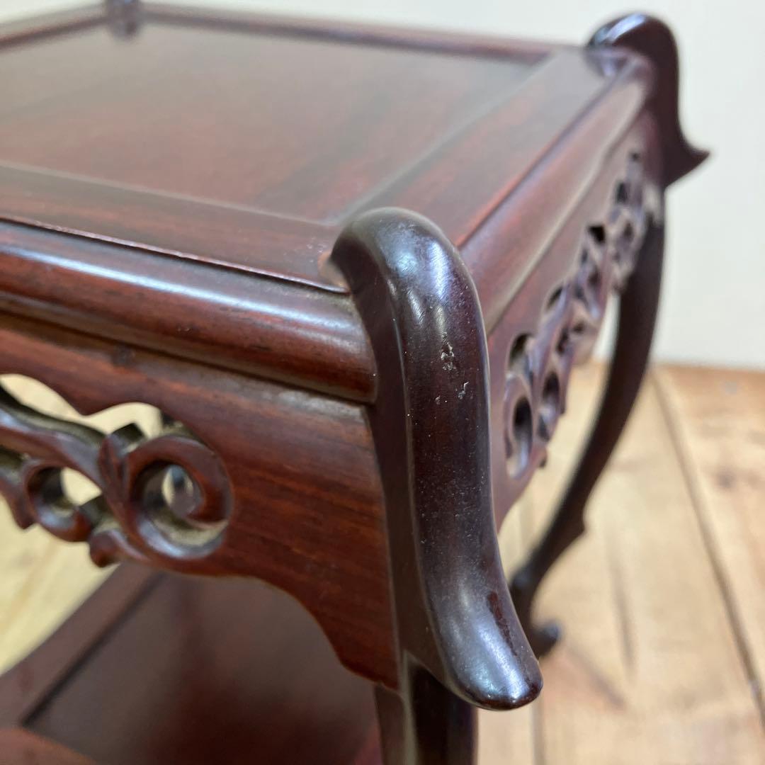 B-1 香炉台 木製 アジアンスタイル 中国美術 唐木 飾り台 骨董 盆栽台