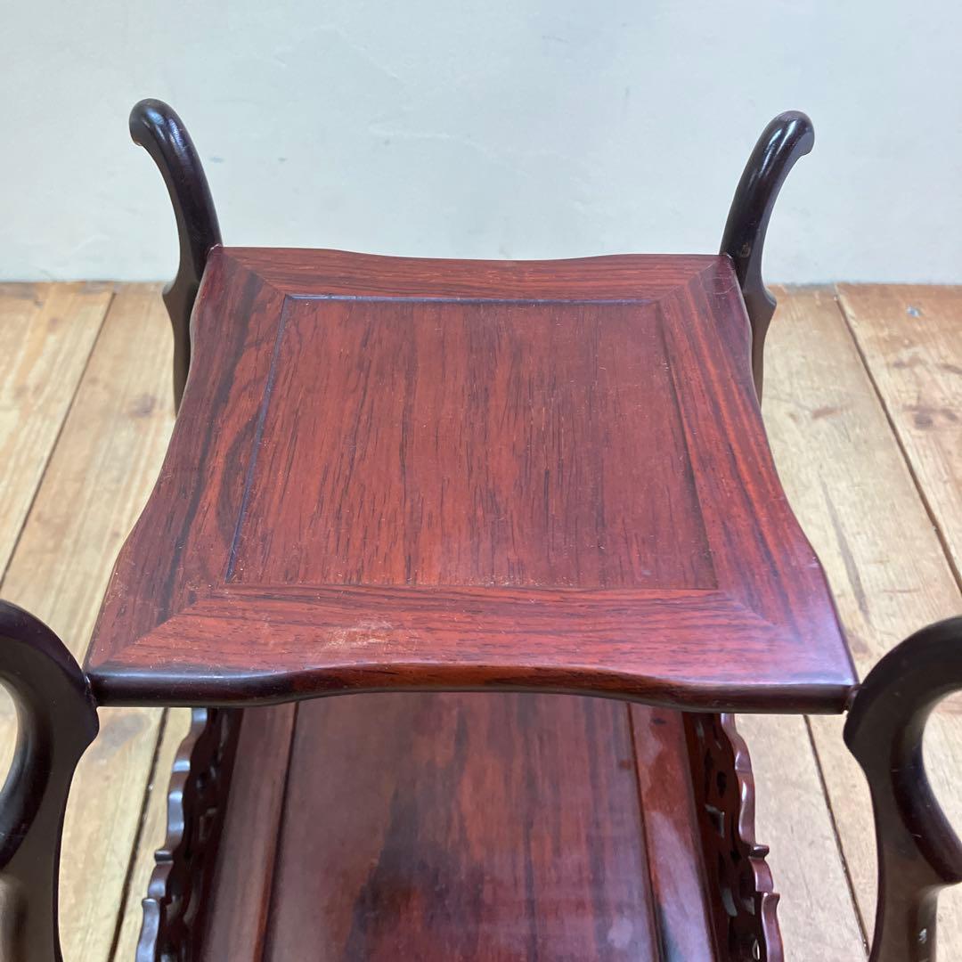 B-1 香炉台 木製 アジアンスタイル 中国美術 唐木 飾り台 骨董 盆栽台