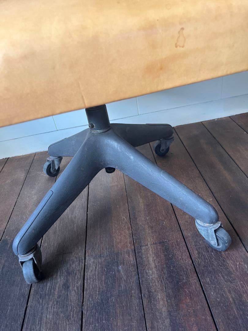 キャメルレザー 回転椅子事務オフィスチェアキャスター本革アンティークヴィンテージ