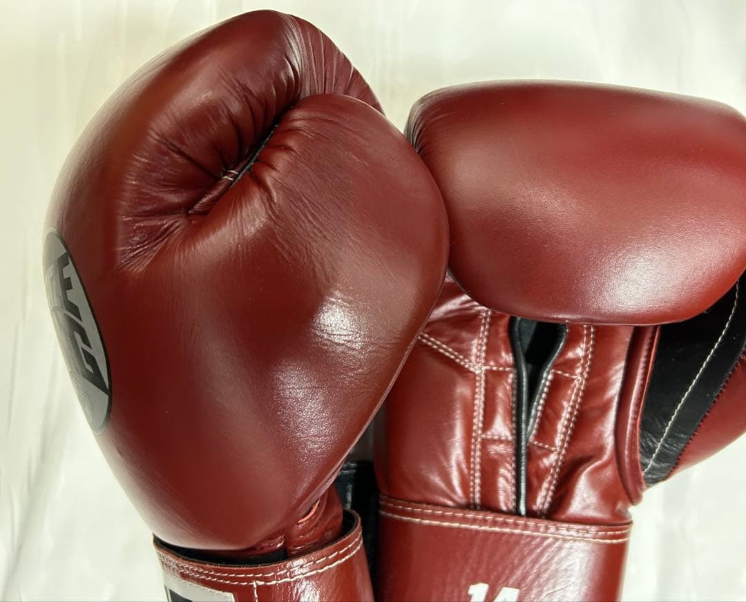 プライズリング　ボクシンググローブ　本革製　ワインレッド14オンス
