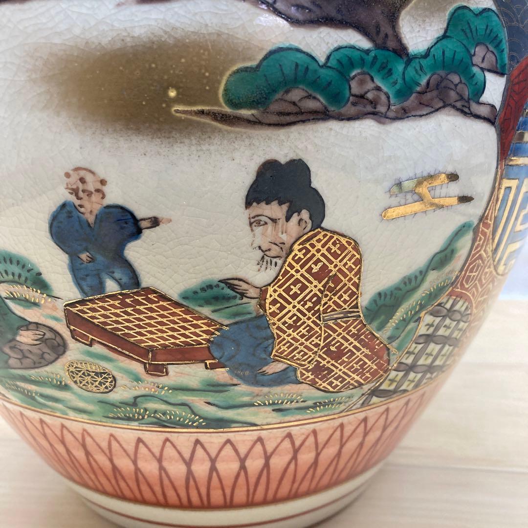 九谷焼　壺　九谷焼/泰幸　手描き壺　花瓶　鉢