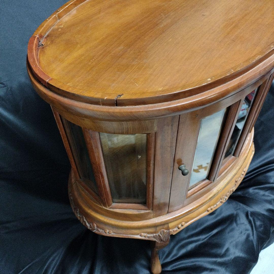 猫脚 アンティーク カットガラス ショーケース レトロ