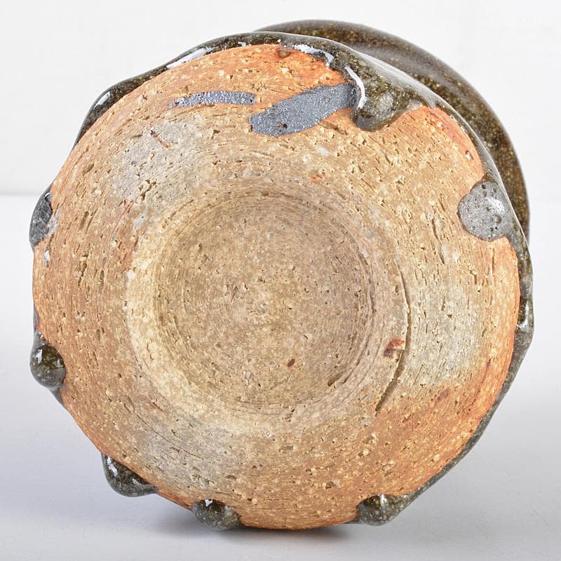 茶道具　瀬戸焼　加藤重高作　斑釉　蓋物　共布共箱　M　R7535