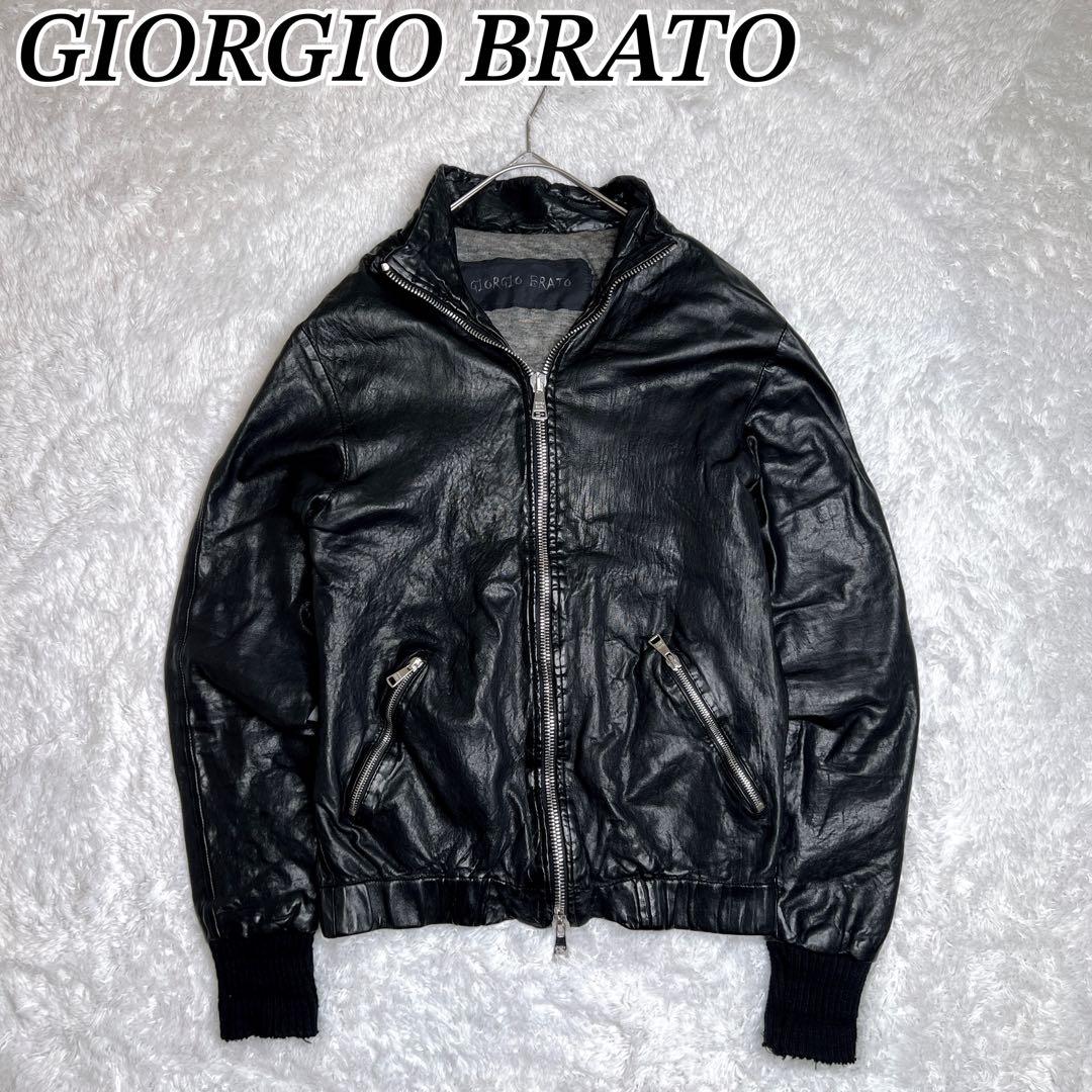 美品✨GIORGIO BRATO ジョルジオブラット ラムレザー ジャケット 黒