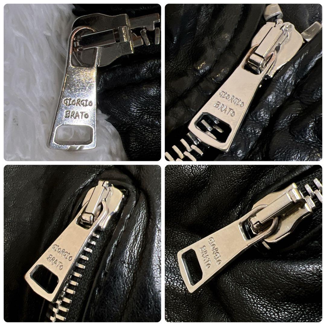 美品✨GIORGIO BRATO ジョルジオブラット ラムレザー ジャケット 黒