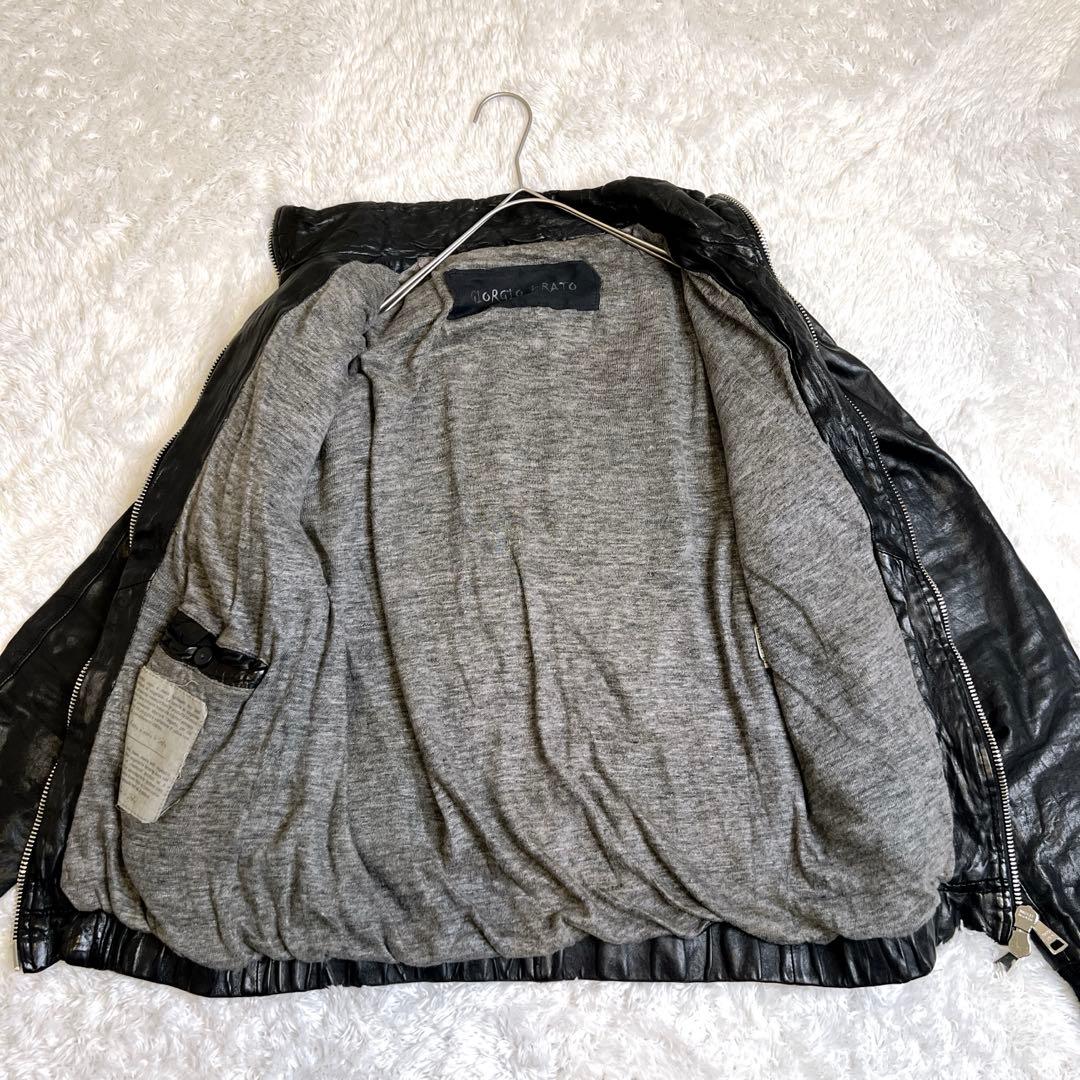 美品✨GIORGIO BRATO ジョルジオブラット ラムレザー ジャケット 黒