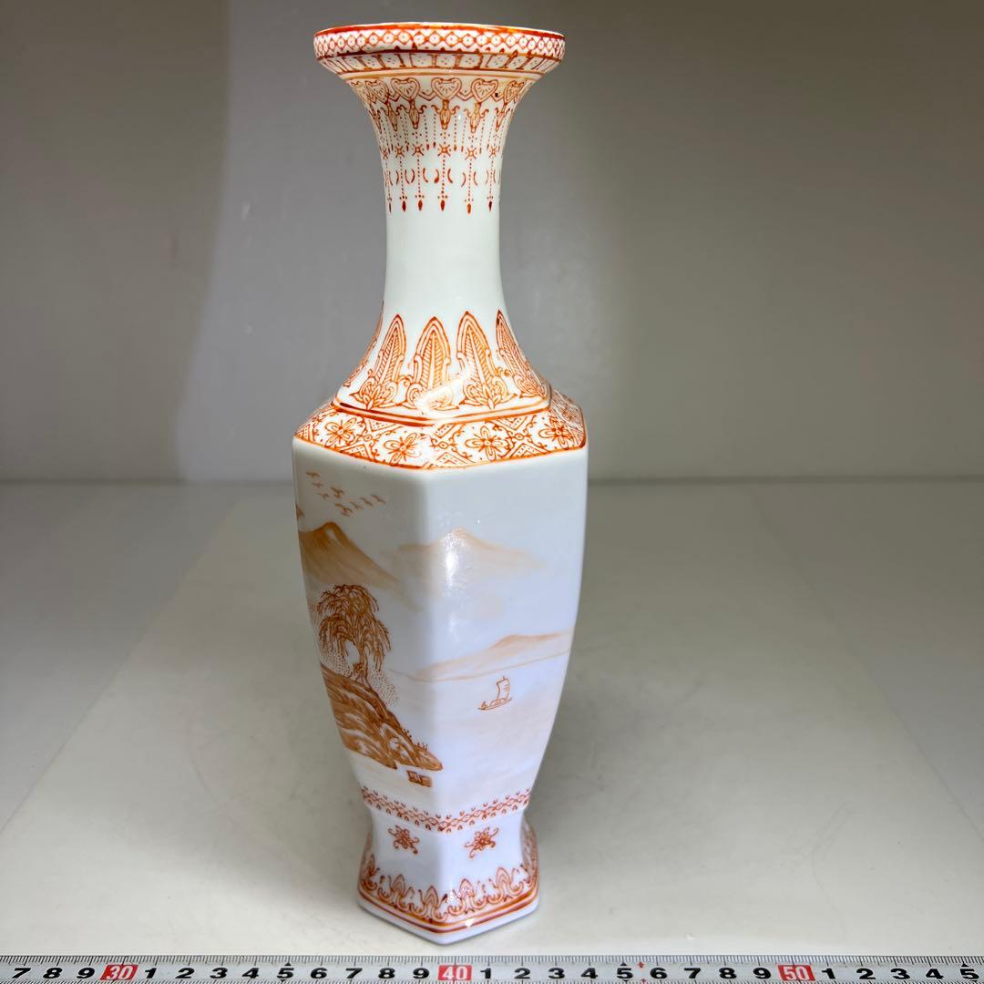 中国景徳鎮　薄胎花瓶　共箱　高さ約26㎝　東Y7-0520⑥