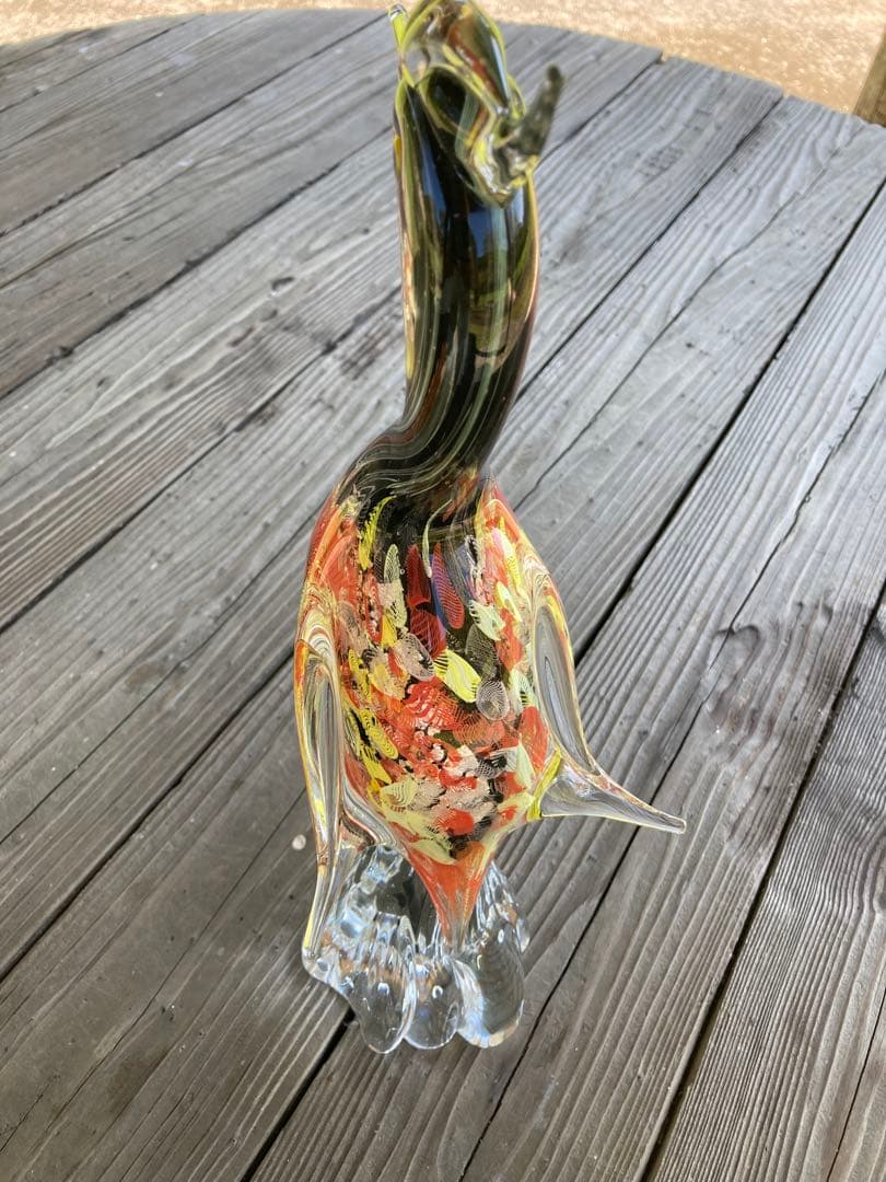 【レア物】ガラスアンティーク 孔雀 彫刻 インテリア