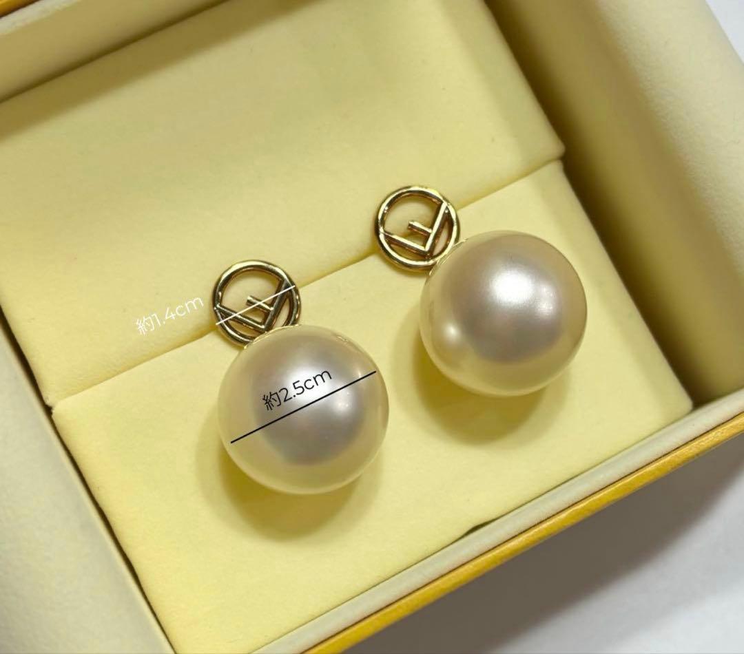 FENDI フェンディ パール ゴールド ピアス 両耳約2.5cm
