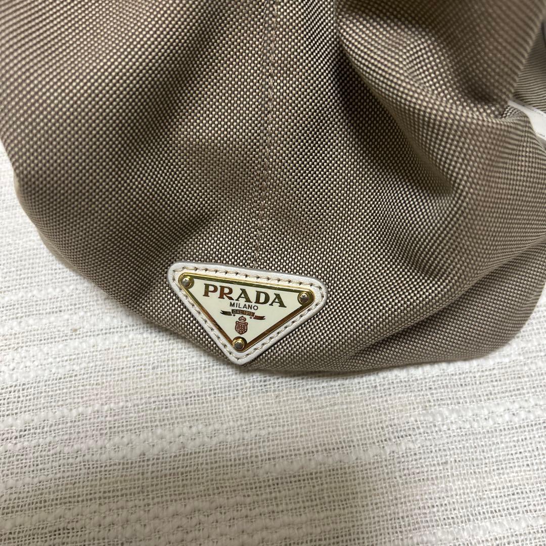 PRADA グレー キャンバス ハンドバッグ