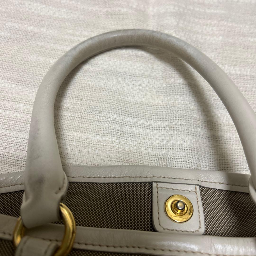PRADA グレー キャンバス ハンドバッグ