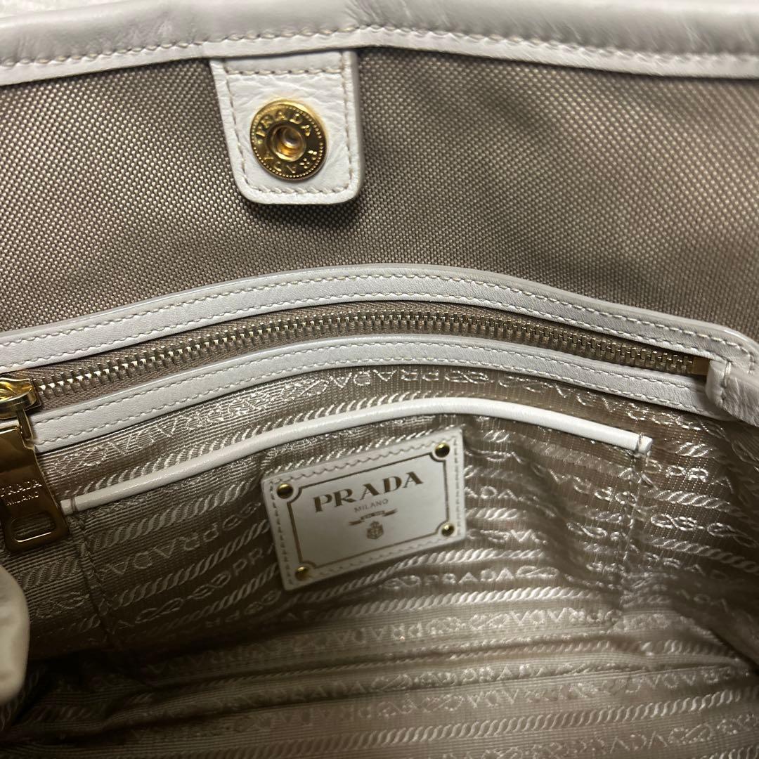 PRADA グレー キャンバス ハンドバッグ