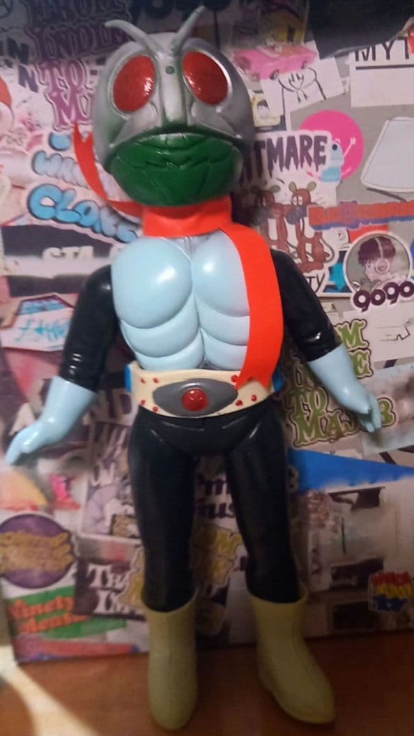 仮面ライダーソフビ 当時物 スタンダード✨面とれ✨昭和レトロ✨比較的美品✨一本線