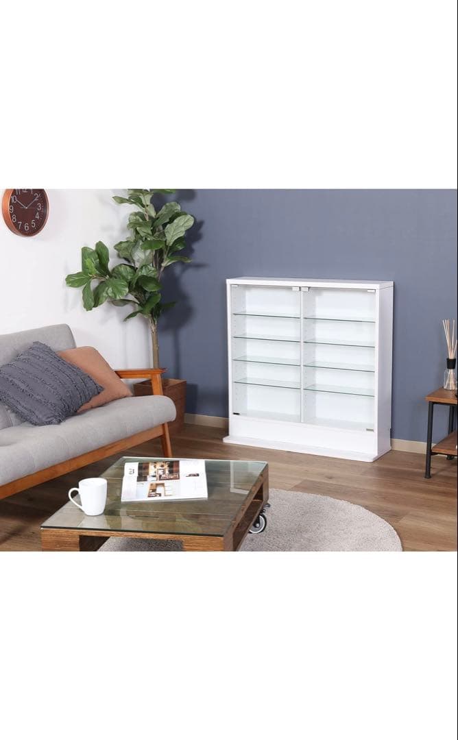 ホワイト ガラスディスプレイケース 90cm