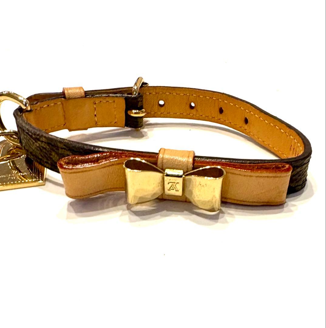 ヴィトン☆首輪　リボン　ドッグチョーカー　モノグラム コリエ・バクスター　XS