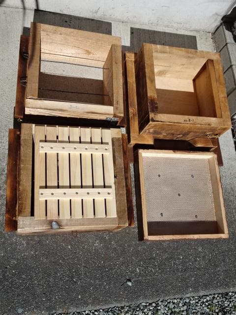 分蜂間近！！観察用窓付き、サイドドア開閉式、日本蜜蜂巣箱、日本ミツバチ巣箱、