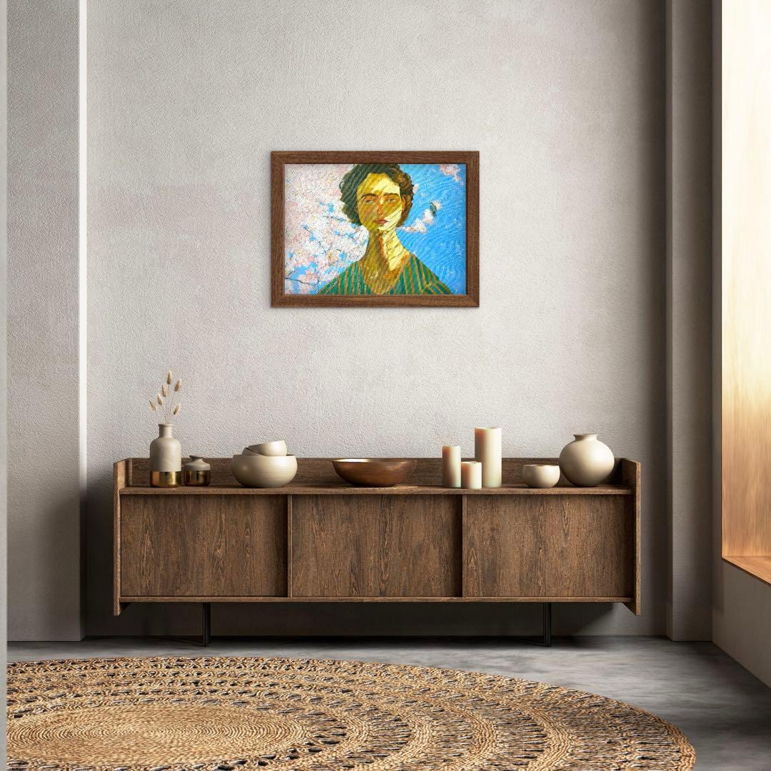 桜の女 P8 油彩画 人物画 絵画