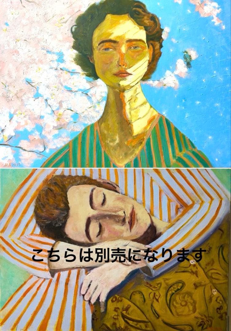 桜の女 P8 油彩画 人物画 絵画