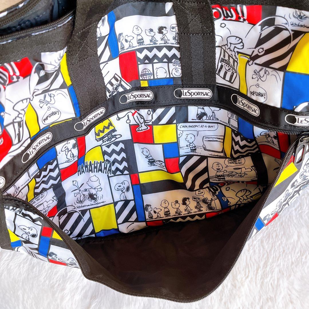【極美品】レスポートサック × USJ スヌーピー 総柄 ボストンバッグポーチ付