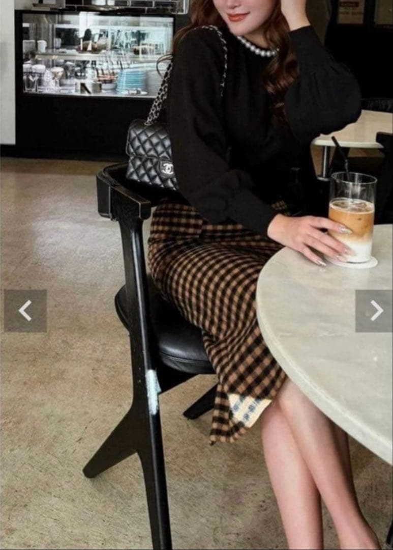 she'ller シェリエ　極美品TOYZIPポケットタイトチェックスカート