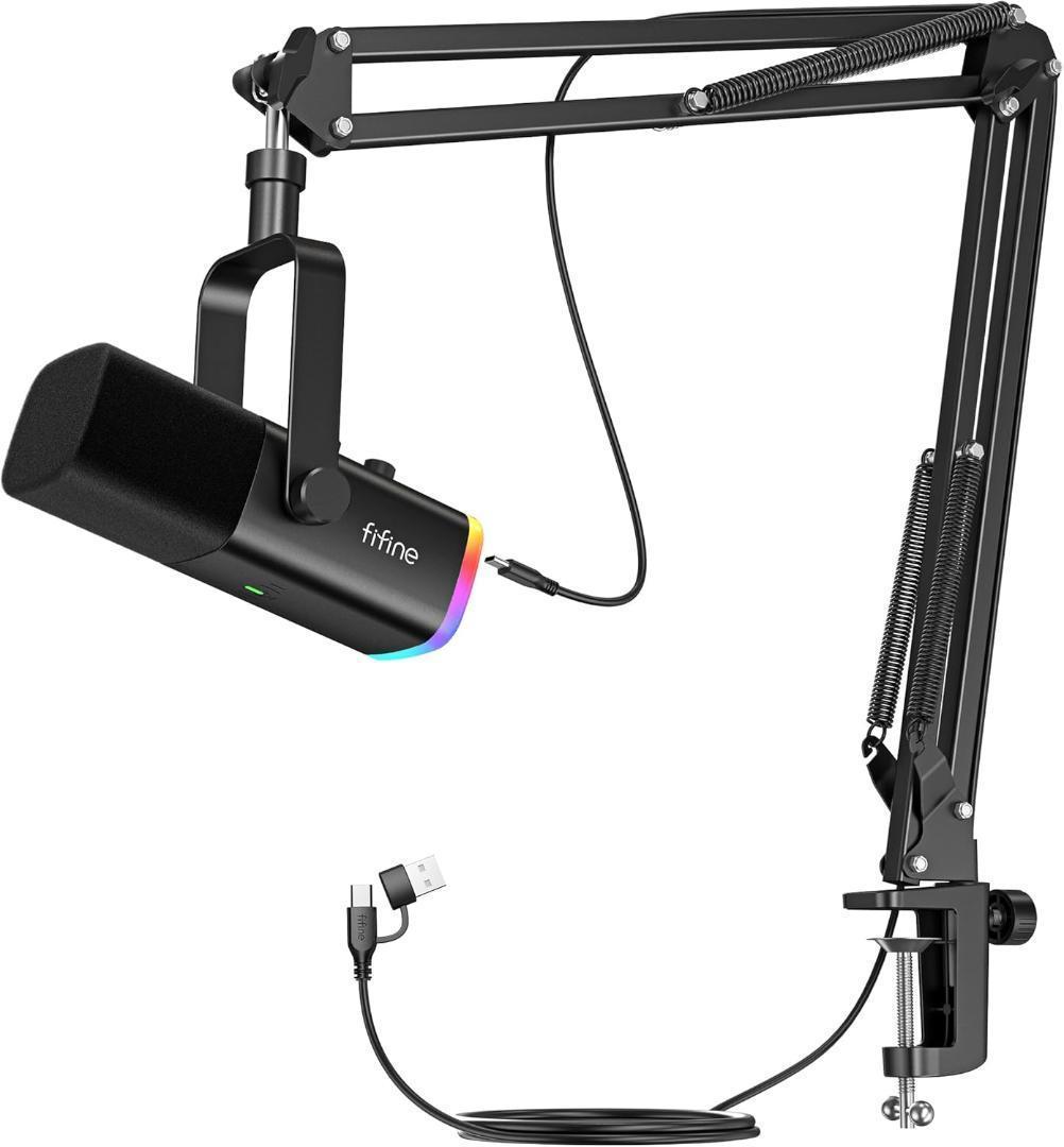 【開封済・未使用】FIFINE AM8T ゲーミングマイク アーム スタンド付き