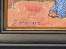 【真作】絵画　北村真　油彩SM　ショールをかぶる少女　異国情緒　Y169