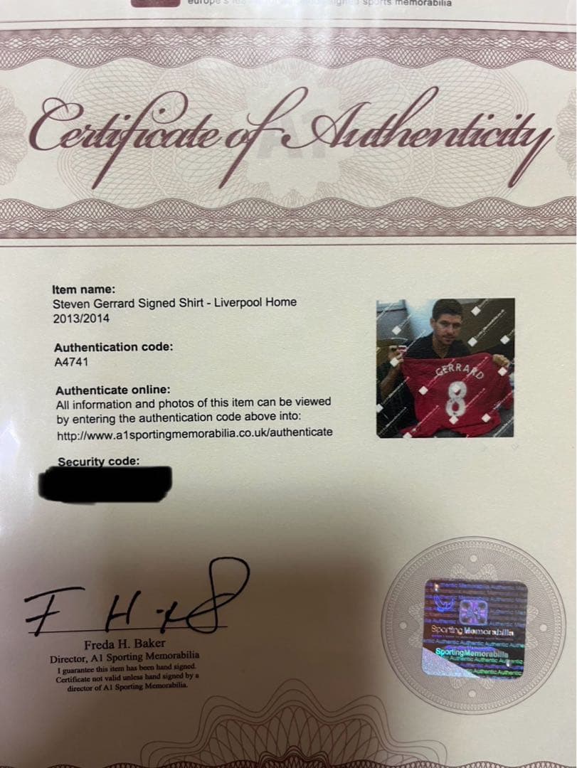リヴァプール　リバプール　スティーブン・ジェラード　サイン入りユニフォーム