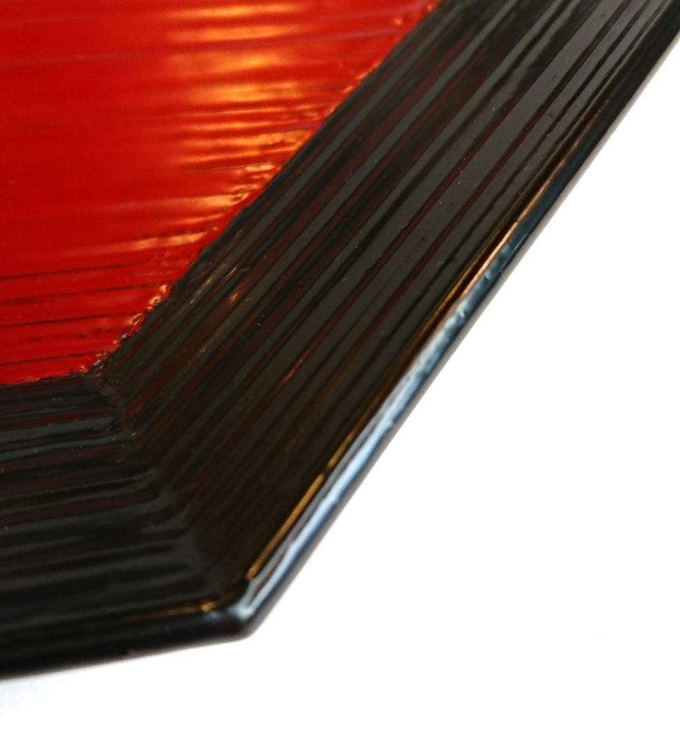 【茶道具】川瀬表完作 内朱 八角盆