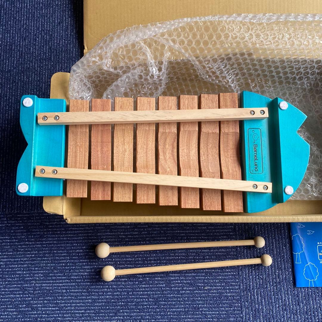 知育教育に! ボーネルンドおさかなシロフォン木琴希少な青