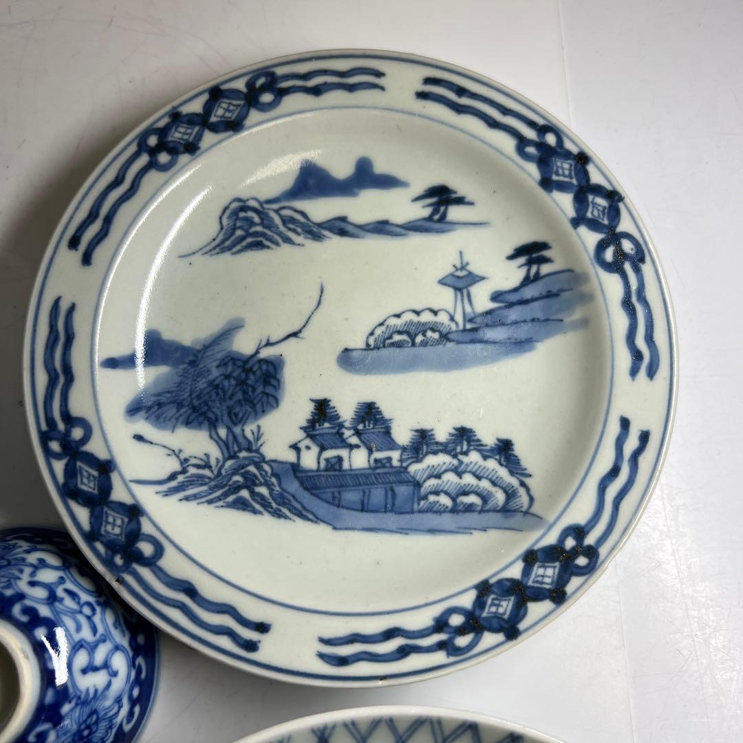 古伊万里　染付上手中皿5枚　東Y8-0106①タカチ