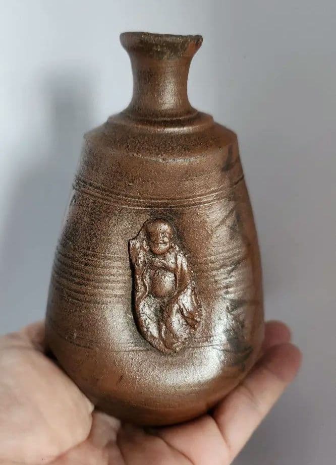 古備前　人形 徳利　第13代 木村長十郎 友敬 貫一(拓本)　室町末期