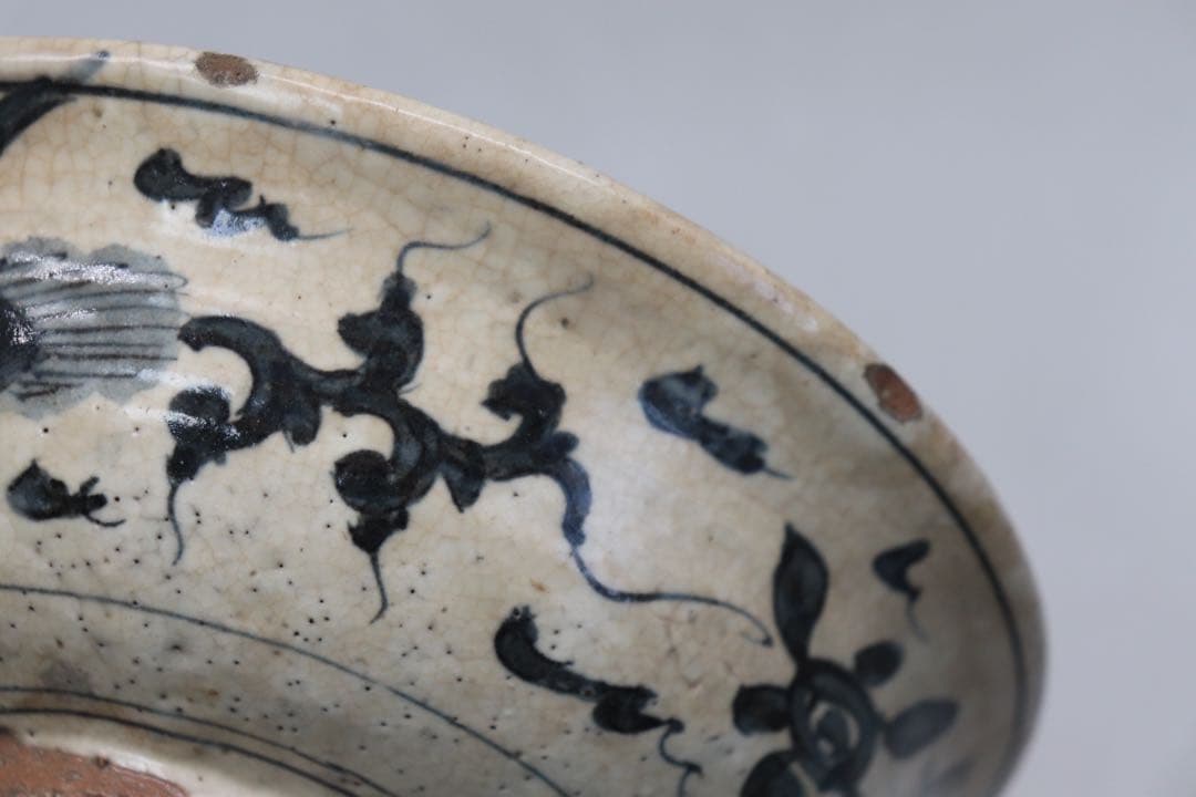 時代　青木米　染付　鳳紋鉢　送料込み250227